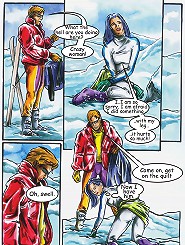 Different examples of oral cartoon porn, comic lesbians and group sex comics