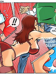 XXX comics porn. Hot woman start to doing blowjob right after she got her purchase